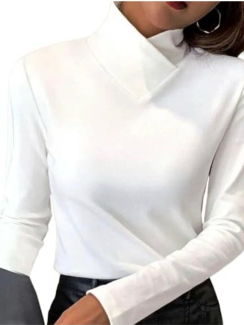Julia Allert Winter White Long Sleeve Mock Neck Sweater